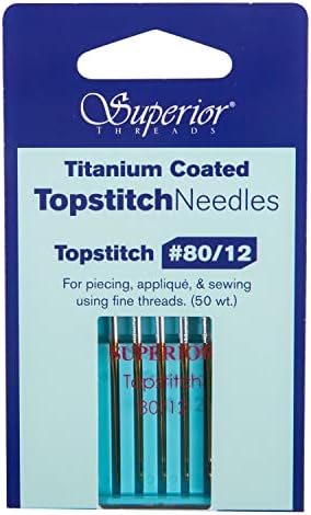 Superior Threads - Titanium-Coated Topstitch Needles #80/12-5 Count Quilting Embroidery Sewing