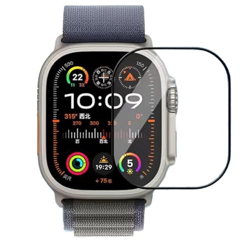Image of Full Glue Tempered Glass Screen Protector Compatible For Apple Watch Ultra (49Mm) Glass Film (Pack Of 1) With Easy Installation Kit for Smartwatch [Black]