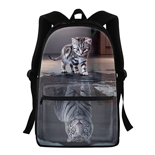 Image of HELLHERO Cat Tiger School Bag for Kids Primary School Backpack Teen Girls Boys Backpacks Kindergarten Toddler Back Pack Travel Shopping Hiking Camping Bagpack