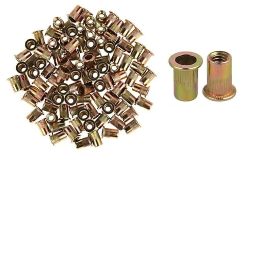 Helilyco 50 dadi rivetti M6 in acciaio zincato, dadi a flangia ciechi con corpo zigrinato per materiali sottili