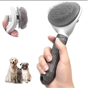 Yadava Self Cleaning Slicker Pet Grooming Brush Pet Cleaning Tool Suitable for All Pets Dog Comb, Dog & Cat Accessories, Dog Hair Brush, Cat Comb, Pet Brush, Self Cleaning Slicker Brush Oval Shape (Pack of 1) (Multicolor)