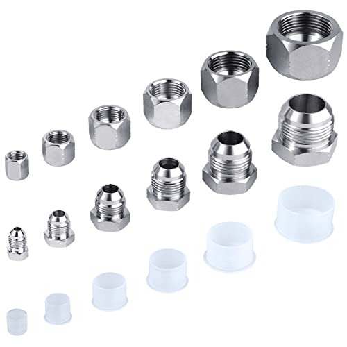 64Pcs Jic 37°Flare Thread Cap & Plug Kit, 37 Degree Jic Cap And Plug Hydraulic Adapter Kit Fittings Set,Sizes-04 06 08 10 12 16,Galvanized Steel With Precision Threading #TOP6
