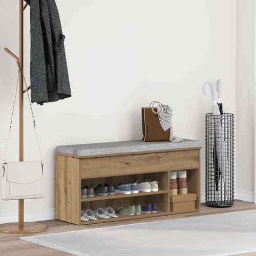 Zapatero de roble Artisan con asiento moderno y acabado de madera premium 3
