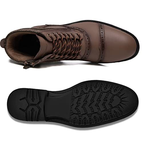 Image of Arkbird Leather Oxfords, Stylish and Comfort Chelsea Ankle Boots with Zipper Khaki 9.5