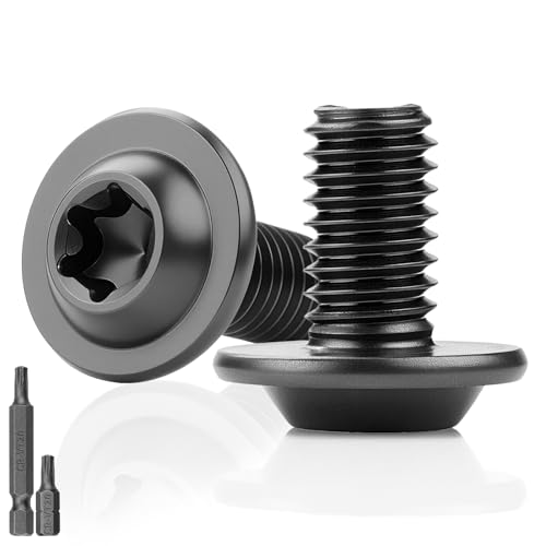 25 unidades de tornillos de cabeza alomada negros M4x12MM con cabeza plana y flanco, tornillos Torx de acero inoxidable 304 con disco, A2 V2A, rosca completa, oxidados con 2 piezas de llave Torx T20