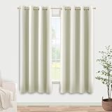 KOUFALL Cream Beige Bay Window Curtains Drapes for Living Room 63 Inch Length 2 Panels 60% Blackout Sound Dampening Curtains for Windows Bedroom Dining Room,Off White Ivory