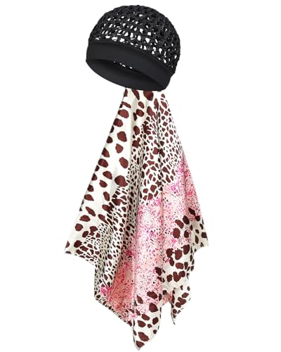 Wrap Cap Hair Net and Scarf for Silk Press 2 in 1 Satin Satin Scarf with Headband Hair Net