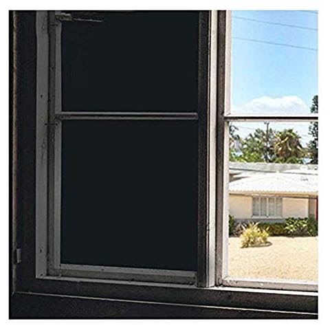 Soqool Blackout Window Film 100% Light Blocking Window Blackout Film- Black Tint for Room Darkening Nap Time/Privacy/Sunlight Control, No Glue Easy Reuse/Removal/Install (35.4" Wide x 78.7" Long) Cover