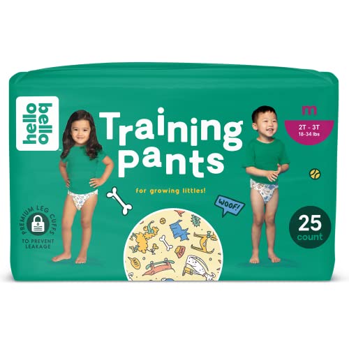 Hello Bello Premium Training Pants Size 2T-3T I 25 Count of Disposeable, Gender Neutral, Eco-Friendly, and Potty Training Underwear with Snug and Comfort Fit for Toddlers on the Move I Li'l Barkers