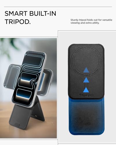 Image of Spigen Slim Fold (MagFit) Magsafe Card Holder with Stand, Magnetic Wallet Compatible with iPhone 17 /16 /15 /14 /13 /12 Models, Pixel 10 Pro /Pro XL /Fold - Black (Black, 1-Card)