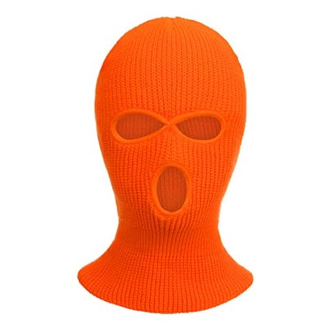 3-Holes Knitted Balaclava Winter Face Mask Snow Ski Mask Cap Hood Helmet Liner Warm Face Cover (Orange) Cover
