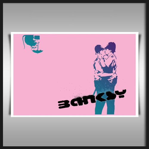 Banksy Kissing Coppers Pink affiche A1 90x60 cm imprimée sur papier satiné 280gsm de qualité artiste