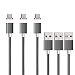 NetDot 3rd Generation USB2.0 Magnetic Charging Cable Adapter with 1 iOS Connector and 1 Micro-USB Connector Compatible with Both Android Smartphone and iPhone - 3.3 Feet / 3 Pack Gray