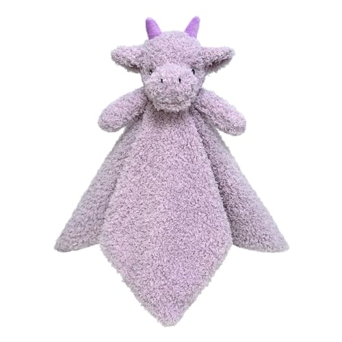 Image of Doindute Baby Purple Dragon Soft Stuffed Animal Security Blanket, Plush Dinosaur Character Lovey Blanket, Baby Shower/Nursery Gift, Newborn Infant Toddler Snuggle Blankie for Boys Girls, 14 Inches