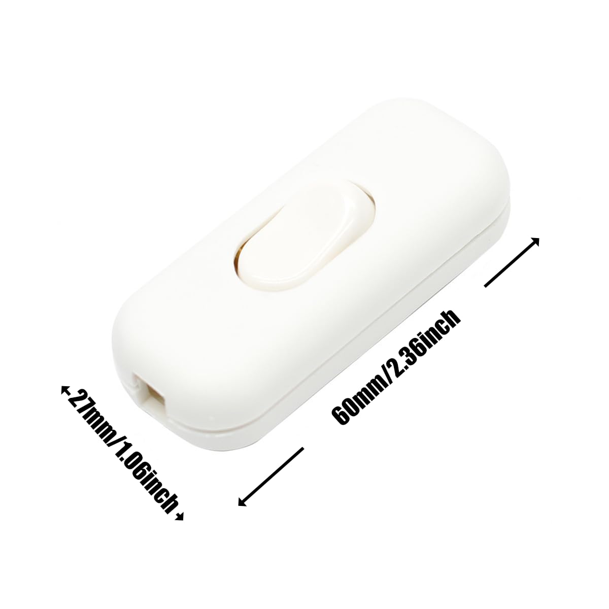 2 Pieces 6A Inline Switch Torpedo Switch with Screwdriver Double Pole Switching In-line Cord Switch Halfway Rocker Button Accepts 2 Core for Small Appliance or Lamp (White) - Image 3