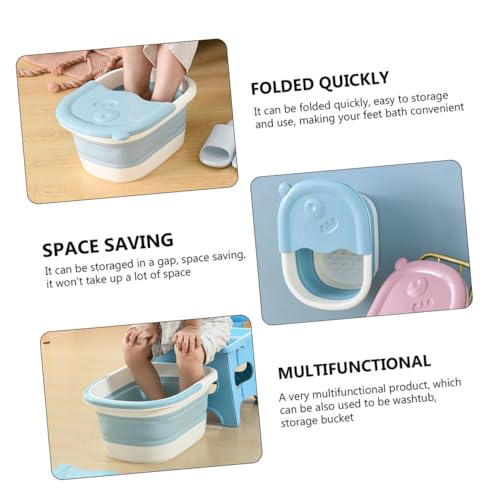 Bain de pieds avec billes de massage intégrées et structure plastique pliable bleu