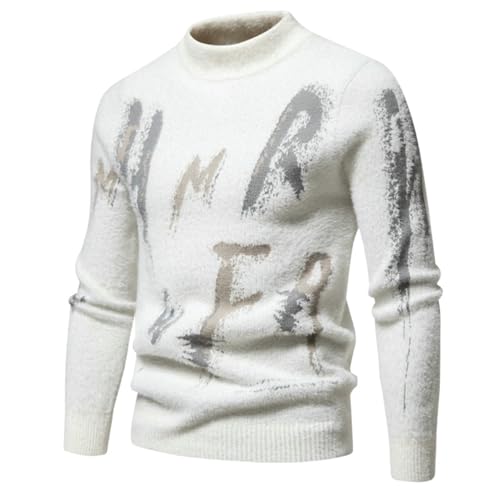 Pull en tricot à col rond pour homme idéal pour la saison automne hiver imprimé chic