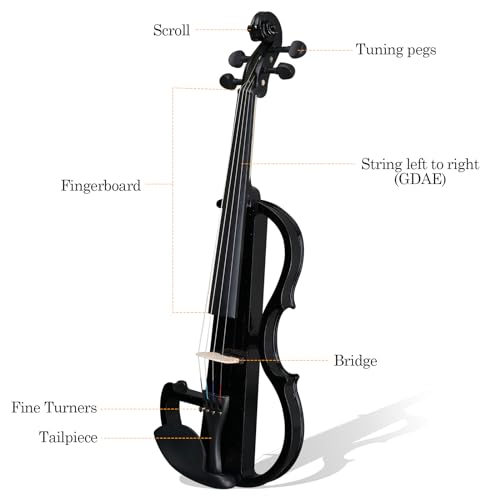 Pinikuyiro Electric Violin Full Size 4/4, Black Silent Electric Violin thumb #2