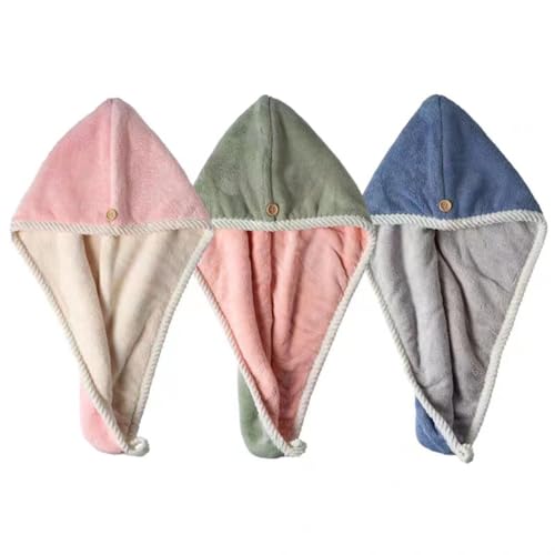 Pacote com 3 turbantes de microfibra para cabelo, lenços de cabelo, toalhas para cabelos secos, band