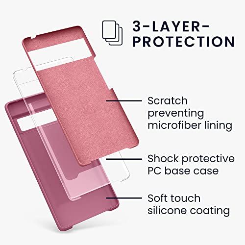 kwmobile Case for Google Pixel 6 Pro Case - Soft Cover - Shockproof Silicone - Wireless Charging Dark Rose - Image 2