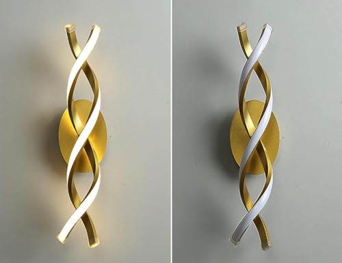 Image of Groeien Modern 3 Color LED Wall Sconce Golden Curl Wall Light for Bedroom Living Room Corridor Lighting Fixtures Wall Mount(Warm+Natural+Coolwhite)(GoldenCurl)