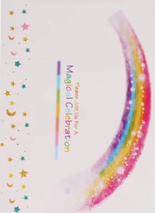 Miniatura 7 de Tarjetas de invitación para fiesta de cumpleaños, paquete de 12 tarjetas de invitación de cumpleaños coloridas de arco iris, letras de invitación