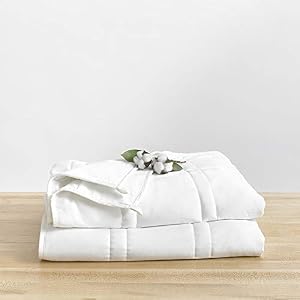 Baloo Weighted Blanket for Adults, 15 lbs 60x80 inches, Fits Queen Size Bed TOP, Eco-Friendly Luxury, Chemical-Free, Soft Cool Cotton in Pebble White Color, Lead-Free Glass Beads, Double Quilted Baloo Weighted Blanket for Adults, 15 lbs 60x80 inches, Fits Queen Size Bed TOP, Eco-Friendly Luxury, Chemical-Free, Soft Cool Cotton in Pebble White Color, Lead-Free Glass Beads, Double Quilted