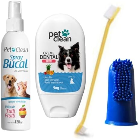 kIT Creme Dental Tutti Frutti e Spray Tutti Frutti Pet Clean Acom...