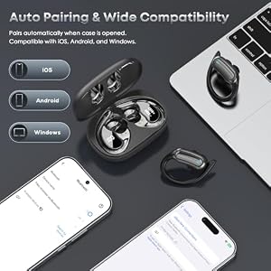 Wireless Earbuds Bluetooth Headphones, 54H Playtime Stereo Over Ear Buds with ENC Noise Cancelling, LED Power Display, IPX7 Waterproof Sport Earphones with Earhooks for Running/Workouts (Black) — photo 6 of 6
