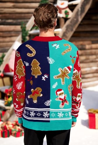 Arvilhill Men's Christmas Cardigan Ugly Xmas Sweater V Neck Button Knitted Jumper (S-XXL)3
