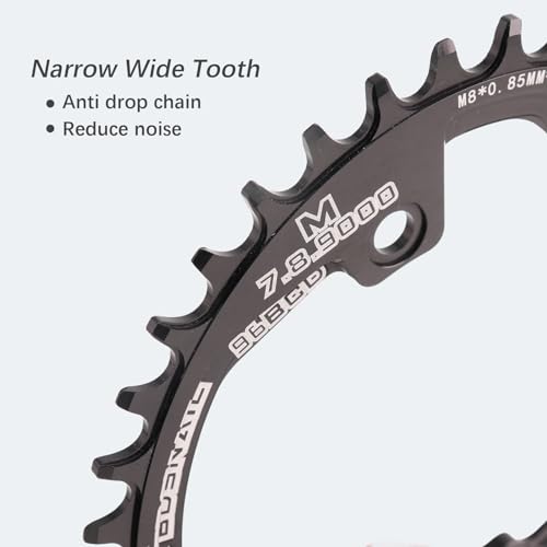 DJC Bike Chainring Asymmetrical 96BCD Round/Oval for XT SLX M6000 / M7000 / M8000 / M9000 MTB 7/8/9/10/11/12 Speed Narrow Wide 30T/32T/34T/36T/38T Tooth (1# Round Black, 30T)