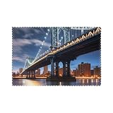 WHJSSF Juego de 6 manteles individuales con estampado nocturno del puente de Manhattan de Nueva York para mesa de comedor, para hoteles, hogares y banquetes, como decoración de mesa, hermosos y