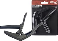 Metal Curved capo For electric and acoustic guitars Black finish Sprung
