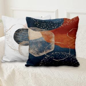 Abstract Boho Throw Pillow Covers 26''x26'' Set of 4, Minimalism Geometric Strips Cushion Covers Navy Blue Bohemian Pillowcases for Couch Sofa Bedroom Farmhouse Livingroom Garden Patio - Image 7