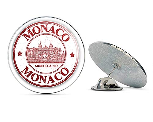 Monte Carlo Monaco Grunge Rubber Stamp Travel Round Metal 0.75"