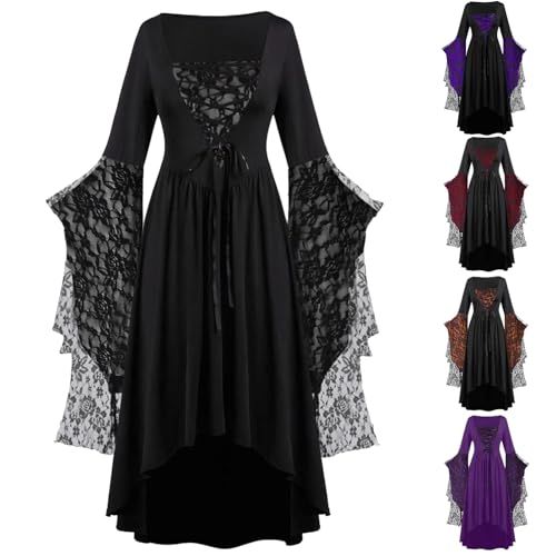 witch dress for women,Witch Costume Women,Vampire Dress Black Gothic Witchy Dresses,Womens Halloween Apparel Costumes Renaissance Ren Faire Goth Clothes Plus Size Dark Gray 2XL