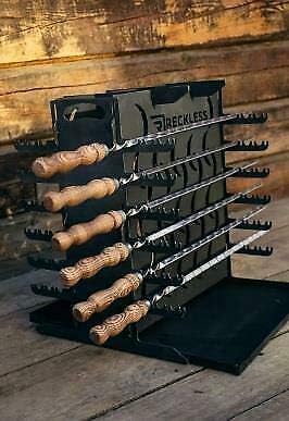 Miniatura 4 de CKG Mangal Vertical Independiente Área de Trabajo Barbacoa Parrilla Portátil - Plegable Acero Picnic Camping Exterior Mueble Brasero - Doble Cara 12