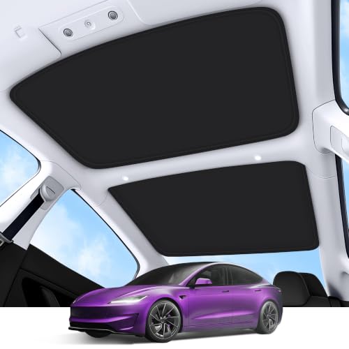 Image of 2026 Upgrade Sunshade Roof for Tesla Model 3 Accessories 2026-2022 | [No-Gap /Sag-Free] Heat Insulation Glass Roof Sunshade Sunroof for Tesla Model 3 Highland 2026 2025 2024 202 2022 Black