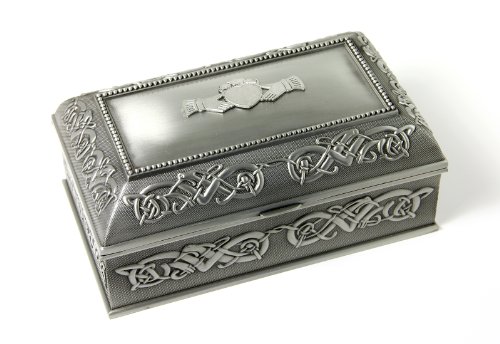 Claddagh Jewelry Box Celtic Knots Pewter Irish Made #TOP1
