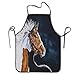 Bawełniany fartuch biały i brązowy konie fartuch damski wodoodporny fartuch do strzyżenia nowość Boże Narodzenie fartuch 52 x 72 cm do bistro, gotowania, imprezy