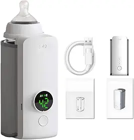 Aquecedor de Mamadeira Digital Portátil Recarregável com Display LED e Controle de Temperatura