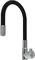 ZAGONEL Motion, Torneira Gourmet de Parede para Cozinha, Acabamento Metalizado e Preto, Bica Flexível