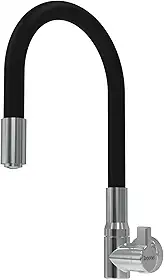 ZAGONEL Motion, Torneira Gourmet de Parede para Cozinha, Acabamento Metalizado e Preto, Bica Flexível