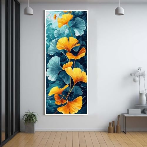 Diamond painting feuilles de ginkgo 90x180 cm avec strass carrés pour adulte