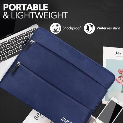 Image of 360 Protective 16 Inch Laptop Sleeve Case for All 16 Inch laptops with 2 Front Pockets & Carry Handle | Compatible with 16 inch HP, DELL, Asus, Mackbook Devices| Water-Resistant | Blue