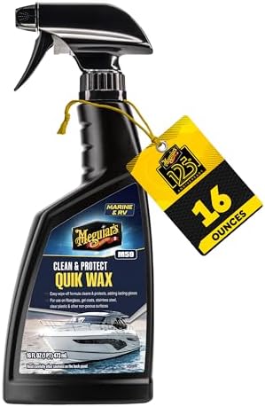 Meguiar’s Marine & Rv Quik Wax, Marine Wax, Boat Wax, Cleans And Protects, Removes Water Spots And Light Contaminants; Use On Gel Coat, Fiberglass And Painted Marine/Rv Finishes - 16 Oz Bottles