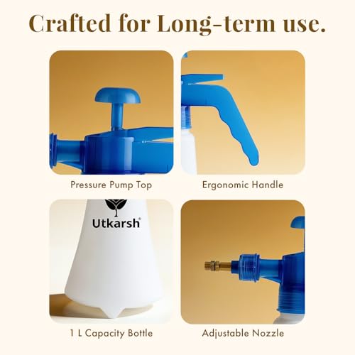 Image of Utkarsh Pressure Spray Bottle for Plants (1 Liter) - White | Efficient Water Spray Bottle with Adjustable Nozzle, Ideal Garden Sprayer for Indoor and Outdoor Plant Care, Pack of 1