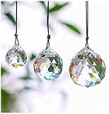 H&D HYALINE & DORA Set of 3 Clear Crystal Ball Includes 20/30/40mm Faceted Prism Balls Suncatcher...