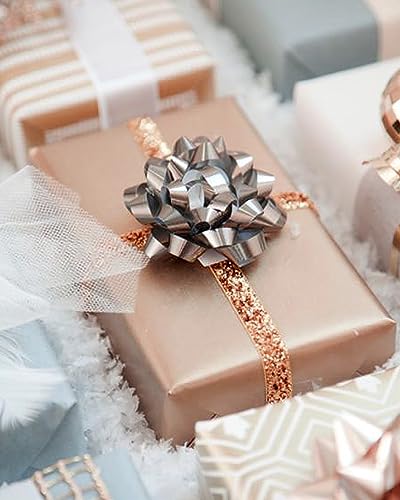 Image of PartyWoo Shiny Metallic Ribbon, 500 Yard Curling Ribbon for Crafts & Gift Wrapping, Rose Gold & Champagne Gold, Ideal for Balloons, Hair, Florist Flowers (1 Roll)