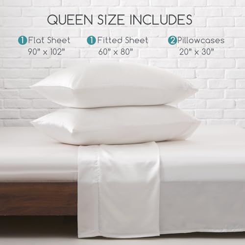 Image of MR&HM 4Pcs Satin Sheets(Queen, Ivory)